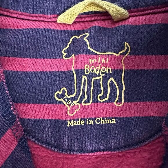 Mini Boden Pullover Sweatshirt navy/red stripe 1/4 zip size 7-8 Years - Picture 6 of 8